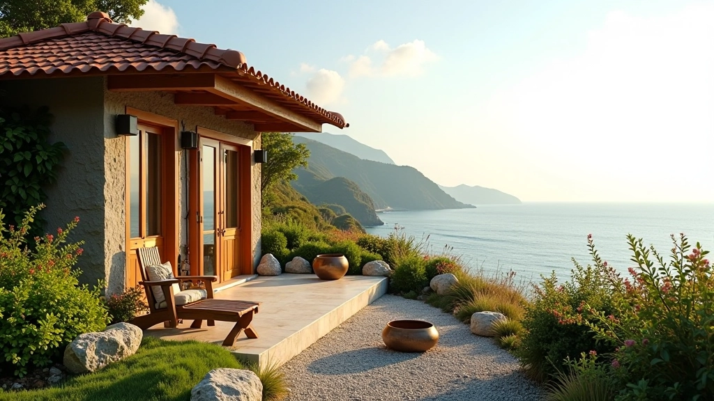Lamma Island retreat center overlooking ocean with meditation pavilion and natural healing garden