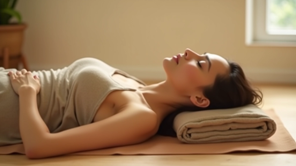 Person resting peacefully on meditation cushion in relaxed state after acoustic healing session