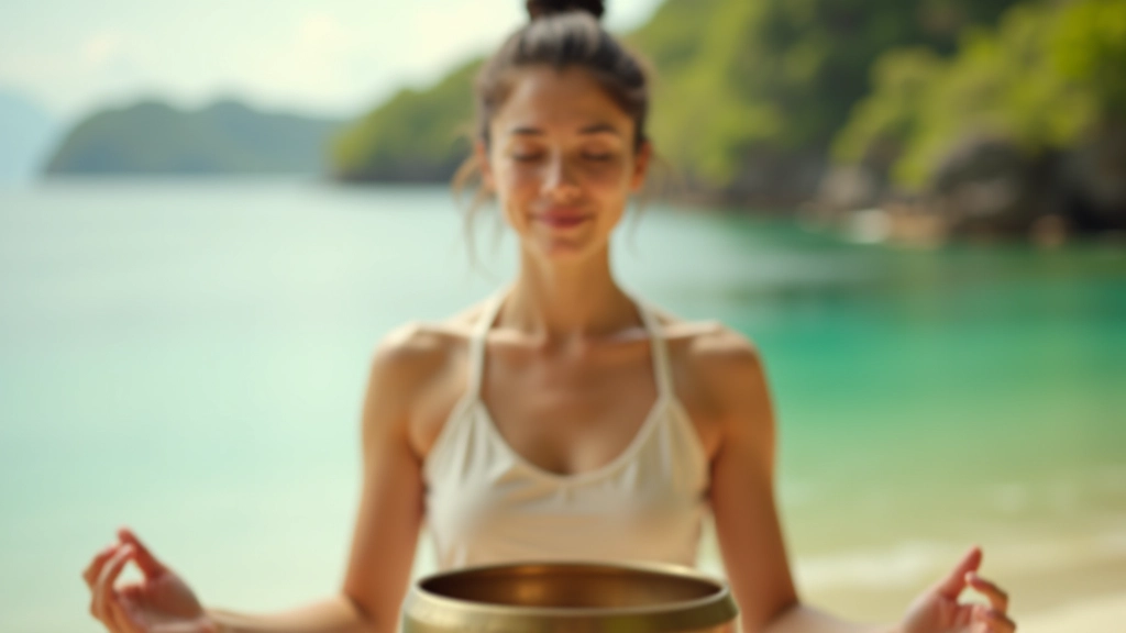 Person in peaceful meditation with Himalayan singing bowl